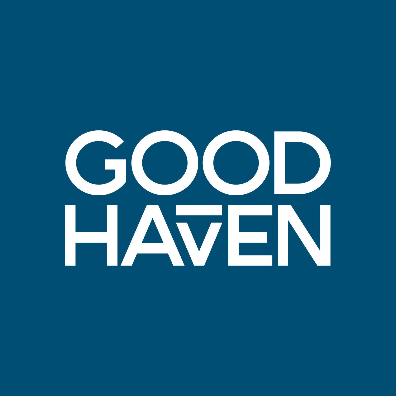 GoodHaven logo in white on blue background